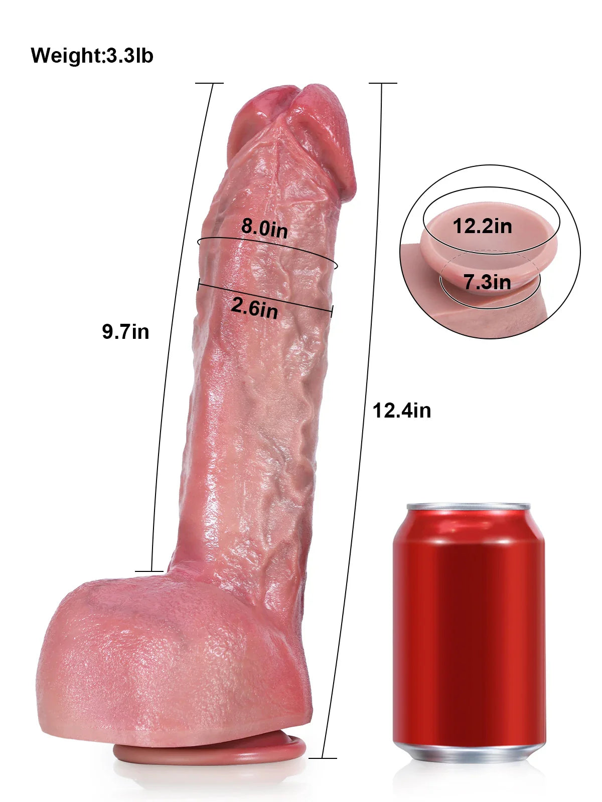 Robin 12.4" x 2.6" Huge Thick Realistic Dildo with Bendable & Suction Cup