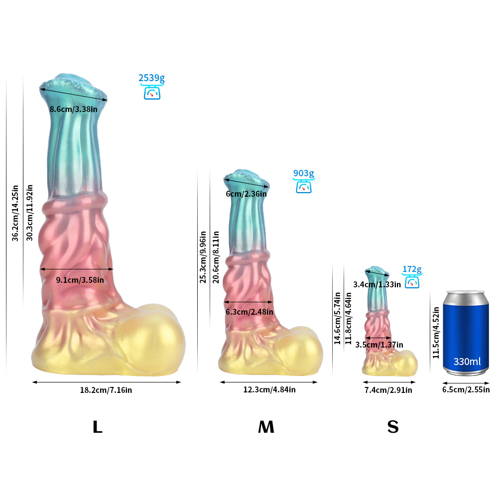 Apollo Flared Horse Cock Dildo, Twisted Shaft and Suction Base, 3 Sizes