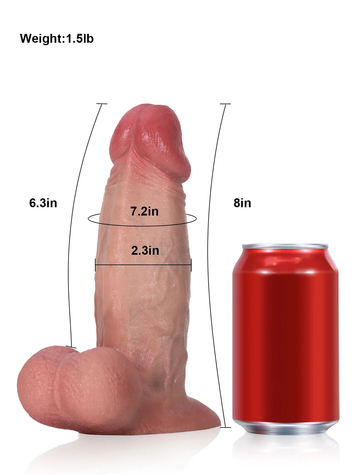 Greg 8" x 2.3" Thick Curved Realistic Dildo, Vac-U-Lock and Machine Ready
