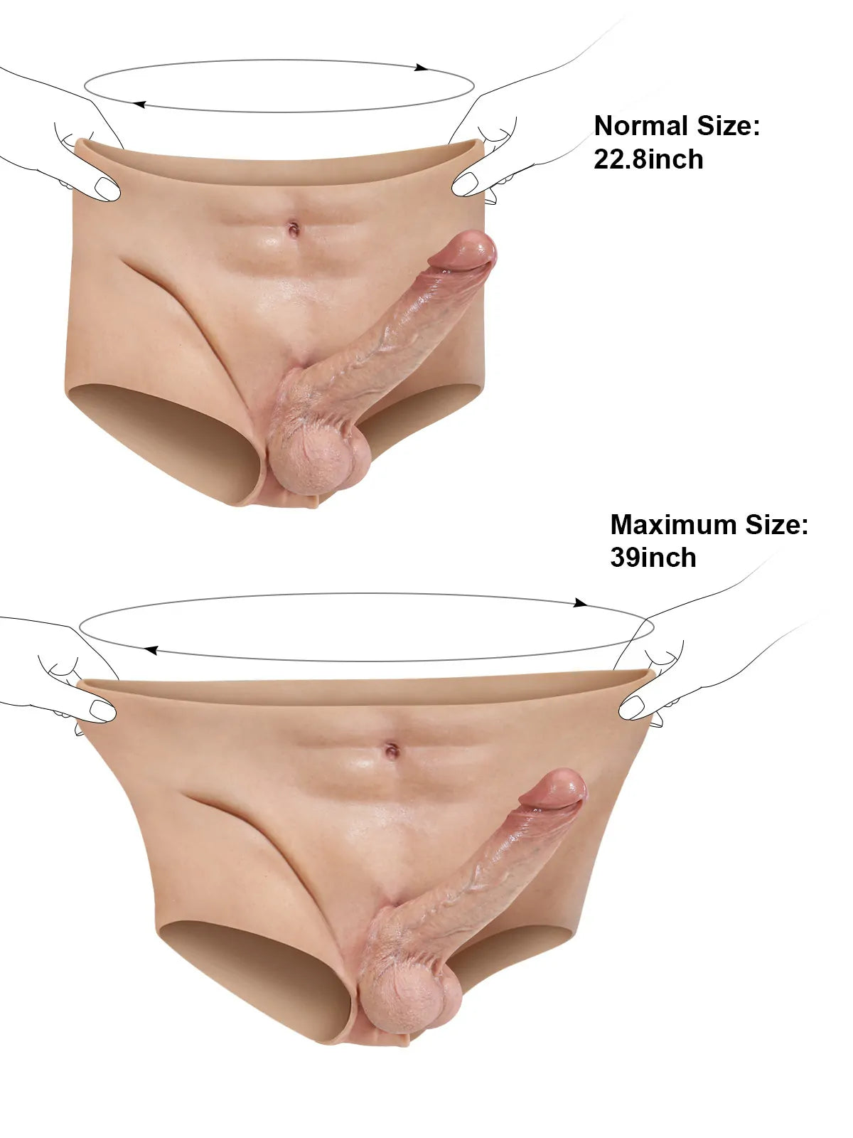 Beck 7.2" x 1.7" Full-Wrap Solid Silicone Strap-On Underwear, Realistic Dildo