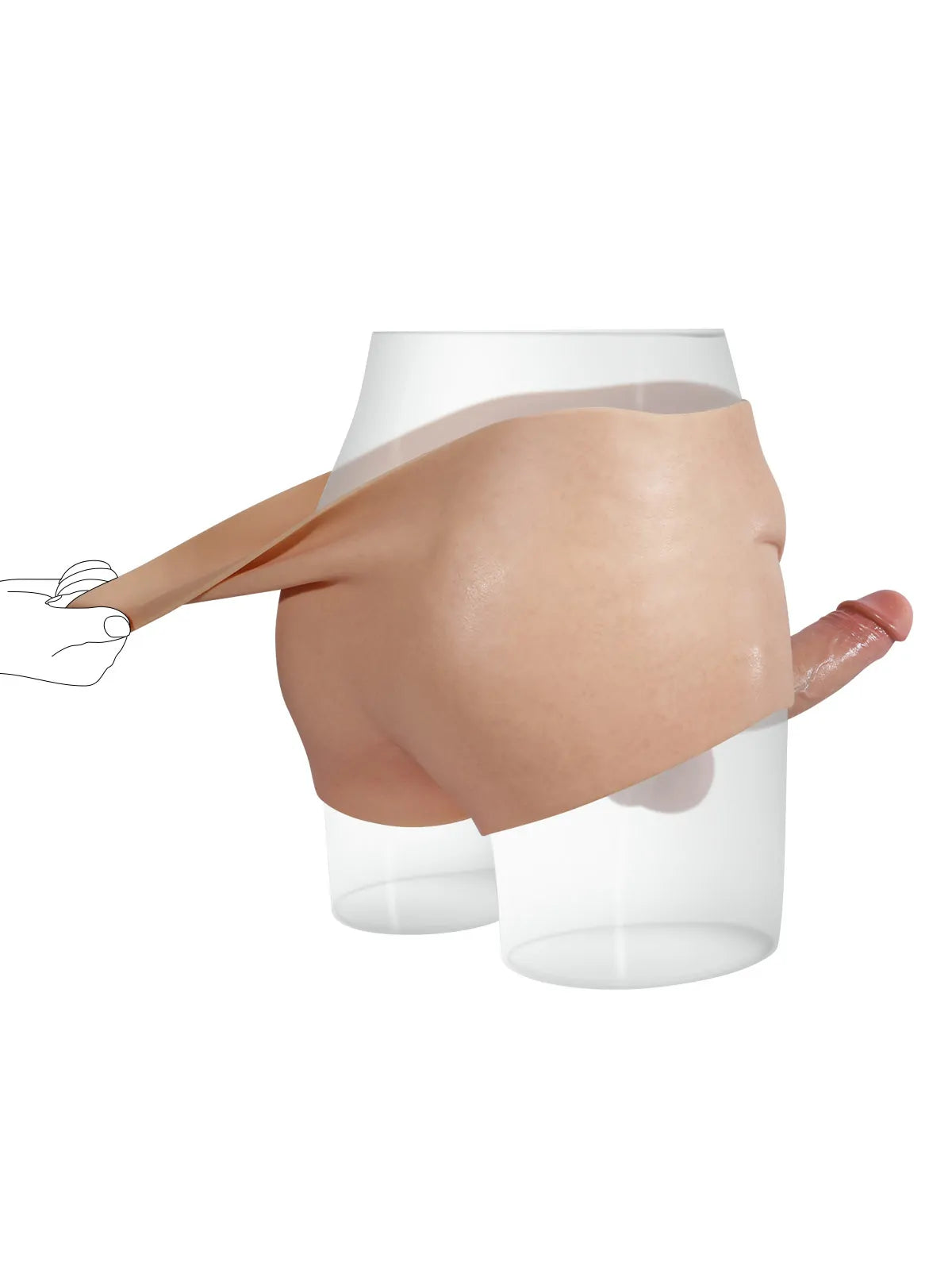 Beck 7.2" x 1.7" Full-Wrap Solid Silicone Strap-On Underwear, Realistic Dildo