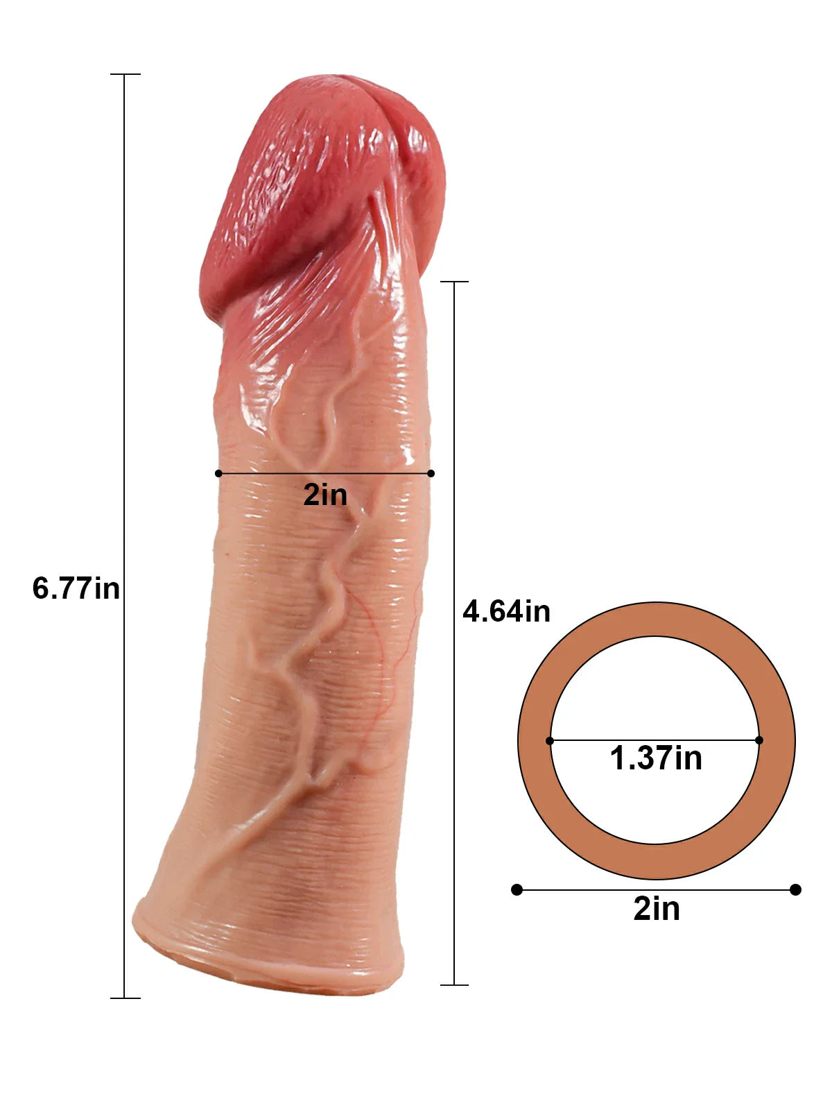 Balboa 6.7" Realistic Penis Sleeve, Uncut Head and Added Girth