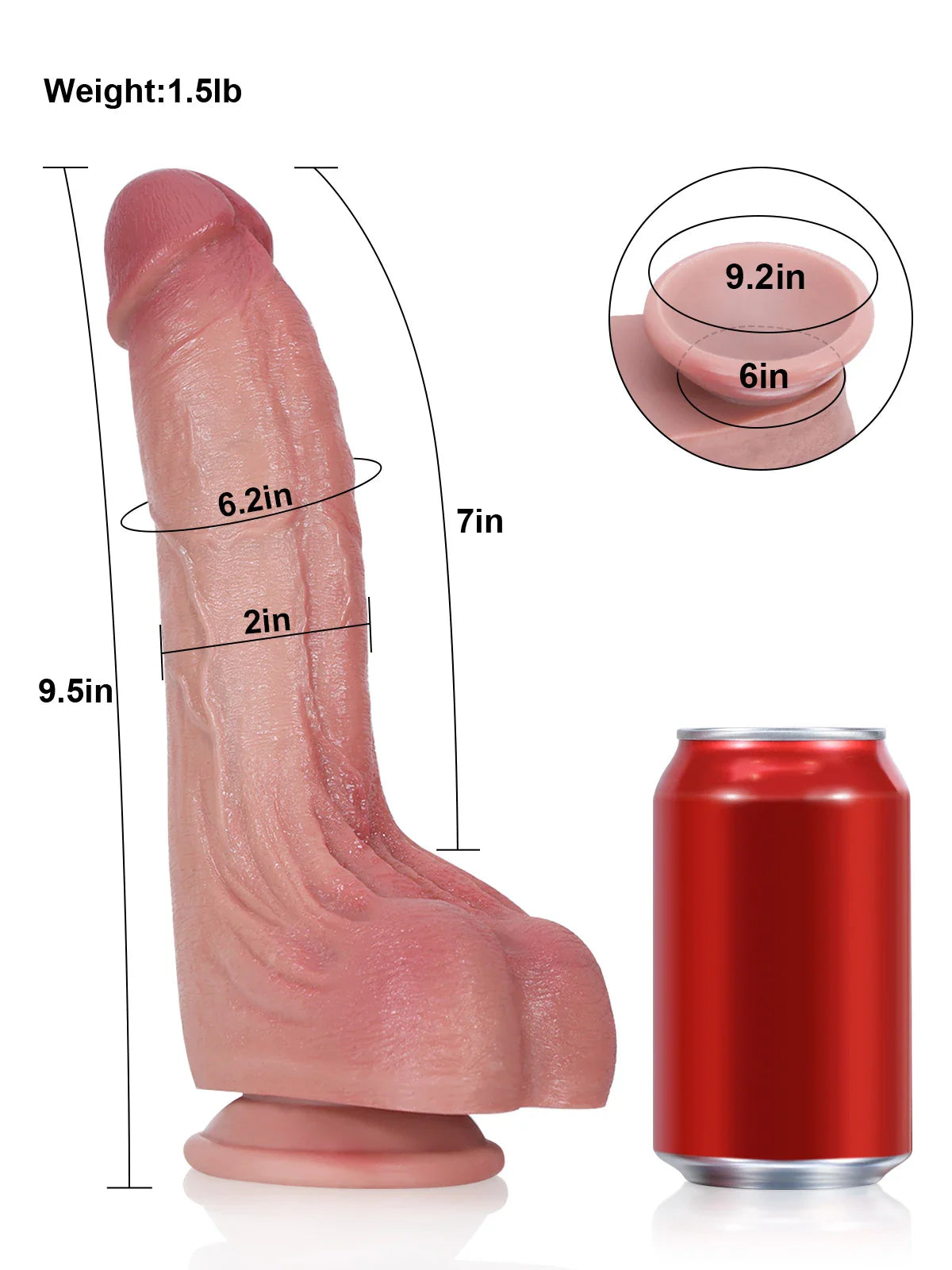 Cameron 9.5" x 2" Curved G-Spot Realistic Dildo with Balls and Suction Cup