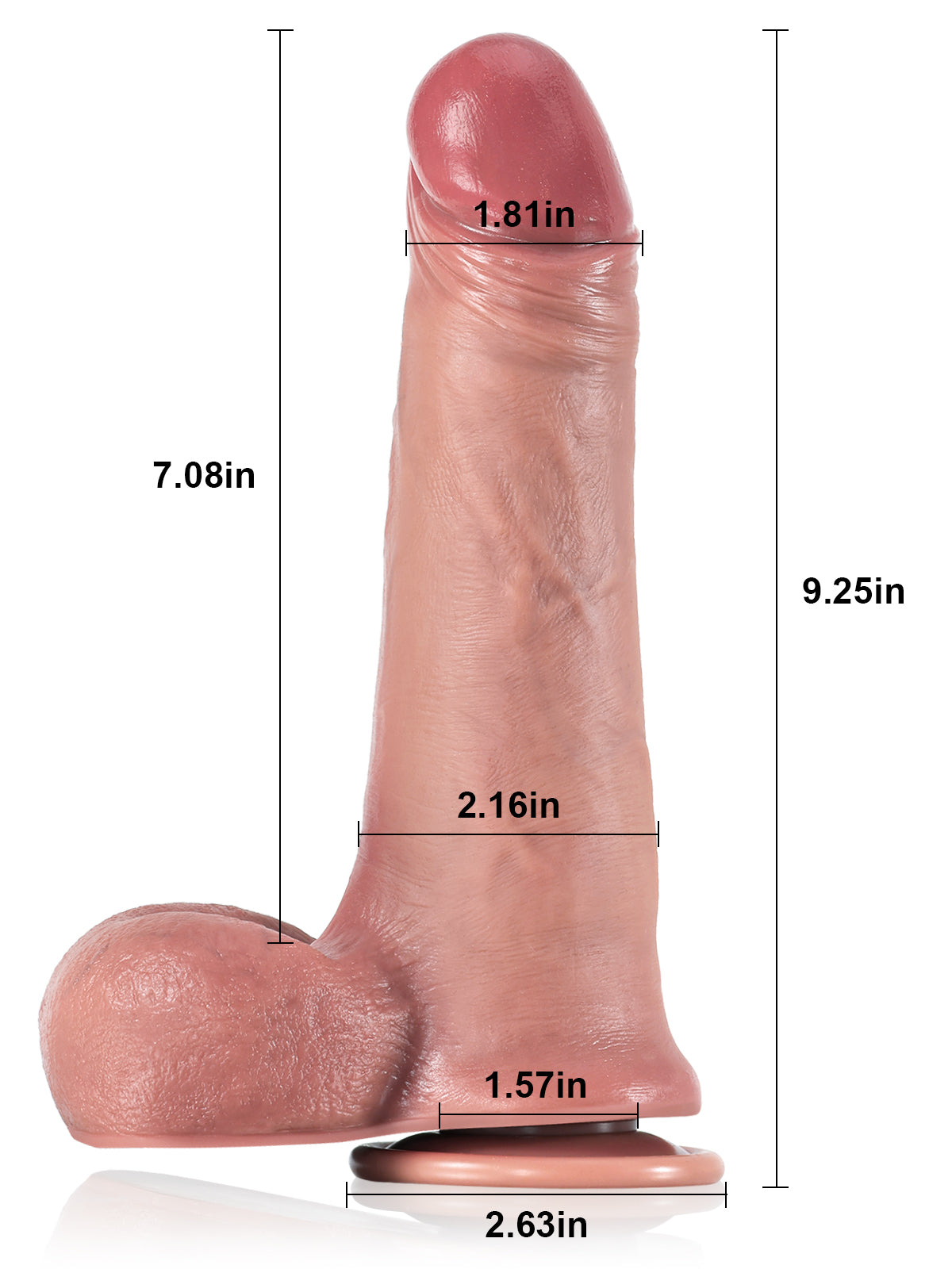 Charles 9.3" x 2.2" Sliding Skin Realistic Dildo, Swinging Balls