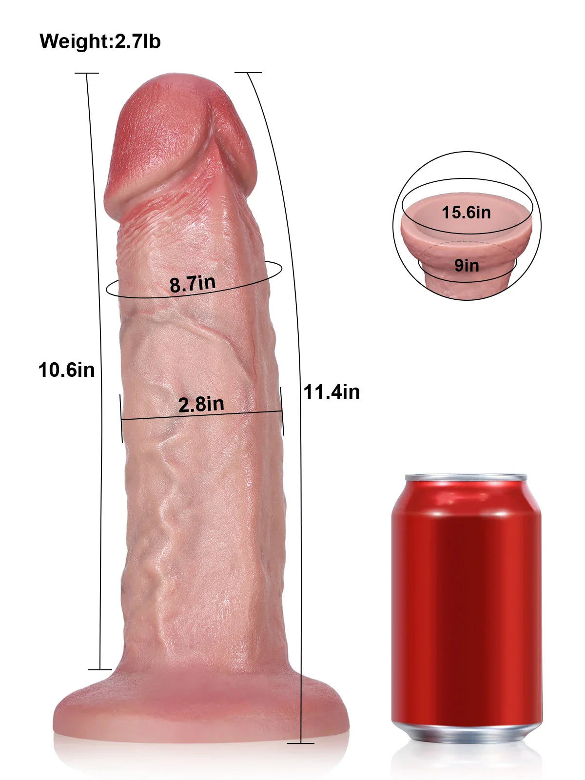 David 11.4" x 2.8" Massive Thick Realistic Dildo with Lifelike Head