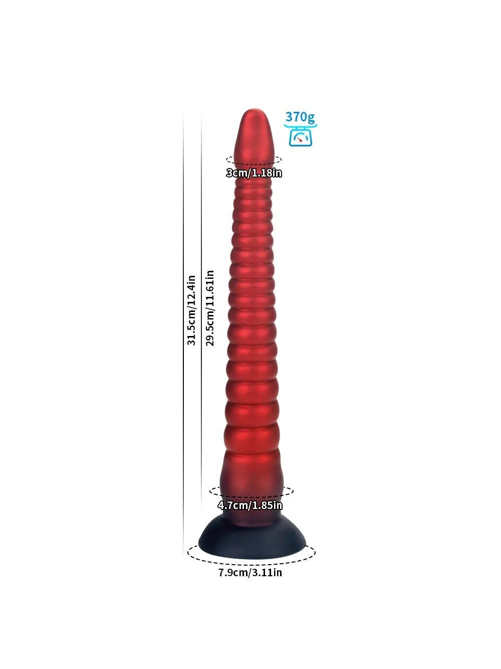 Dennis Long Ribbed Tentacle Dildo, 20" Insertable and Fully Flexible, 3 Sizes