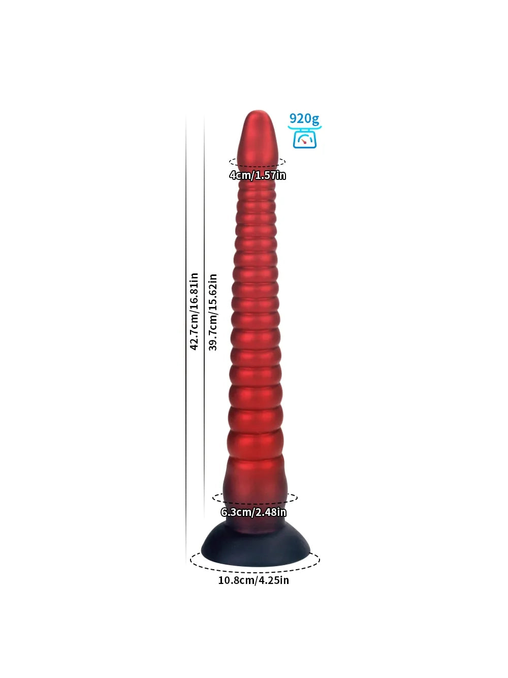 Dennis Long Ribbed Tentacle Dildo, 20" Insertable and Fully Flexible, 3 Sizes