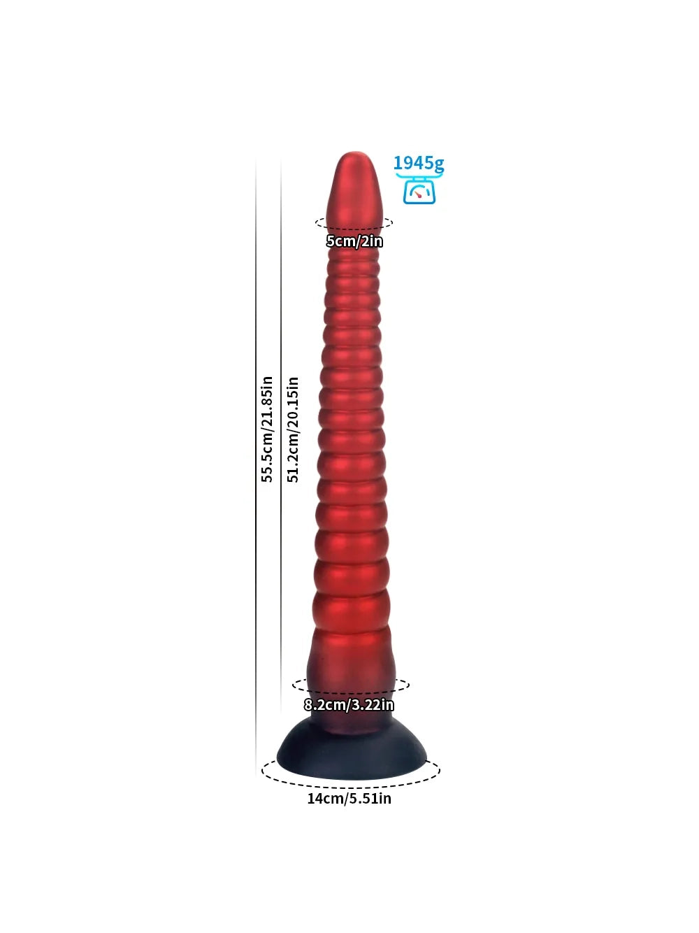 Dennis Long Ribbed Tentacle Dildo, 20" Insertable and Fully Flexible, 3 Sizes
