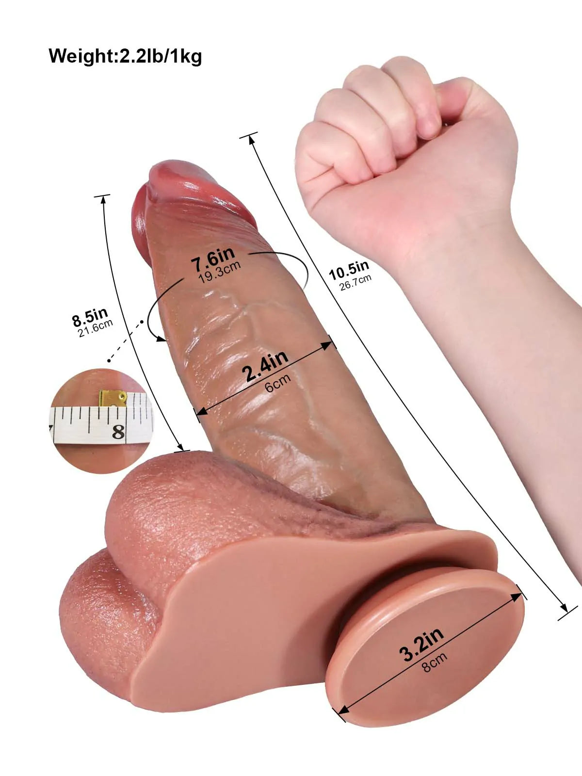 Reed 10.4" x 2.4" Sliding Skin Dildo with Thick & Balls and Suction Cup