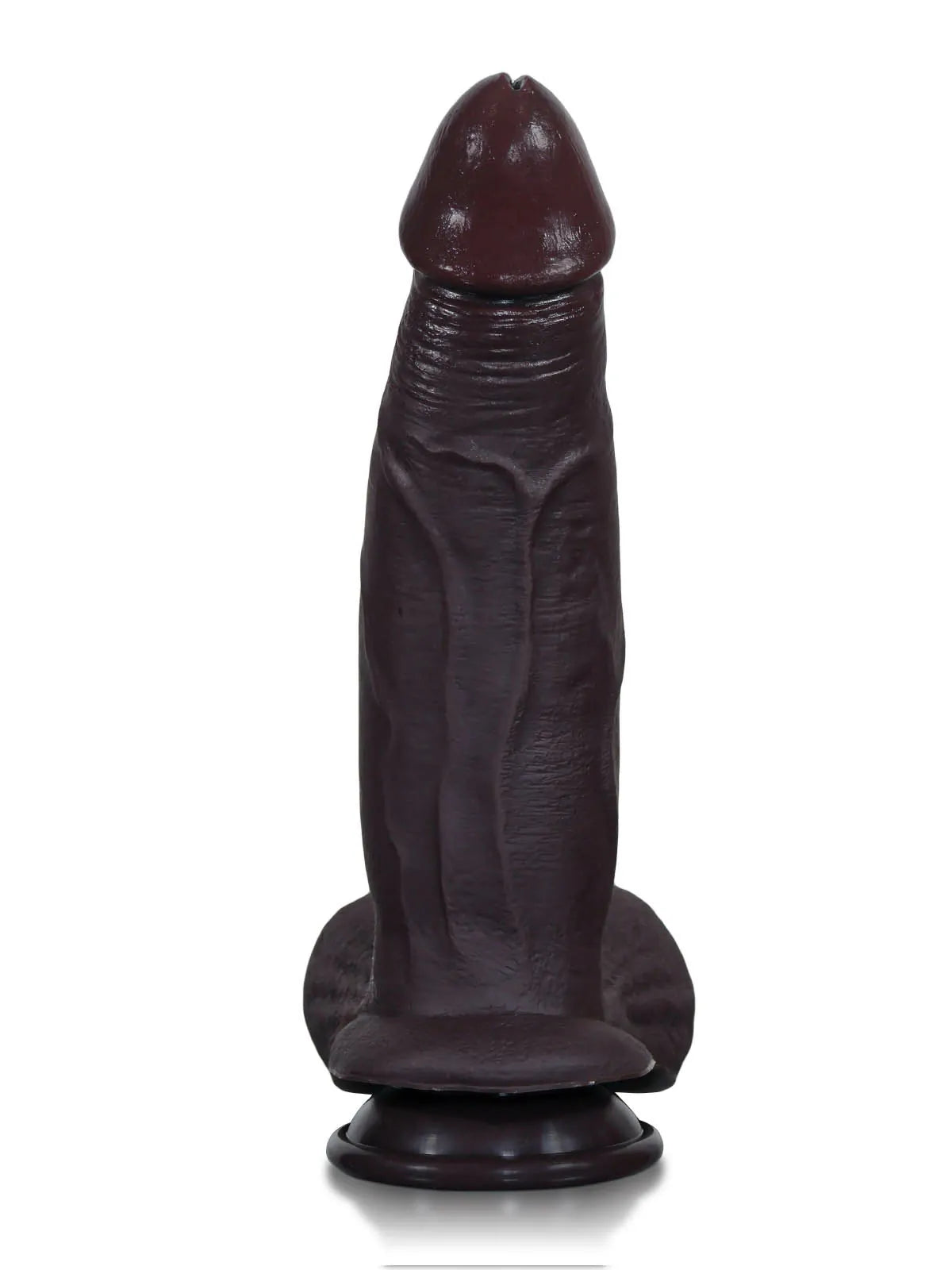 Reed 10.4" x 2.4" Thick Black Sliding Skin Dildo with Balls and Swollen Head