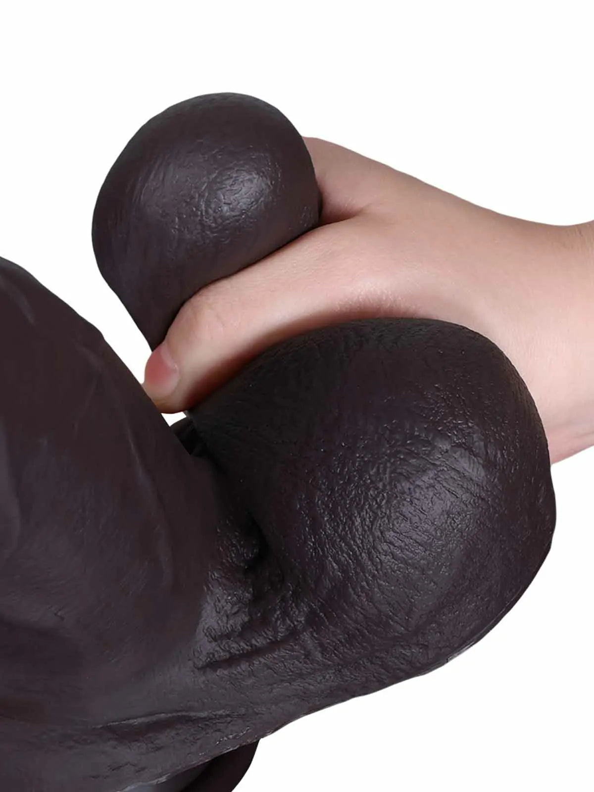 Reed 10.4" x 2.4" Thick Black Sliding Skin Dildo with Balls and Swollen Head