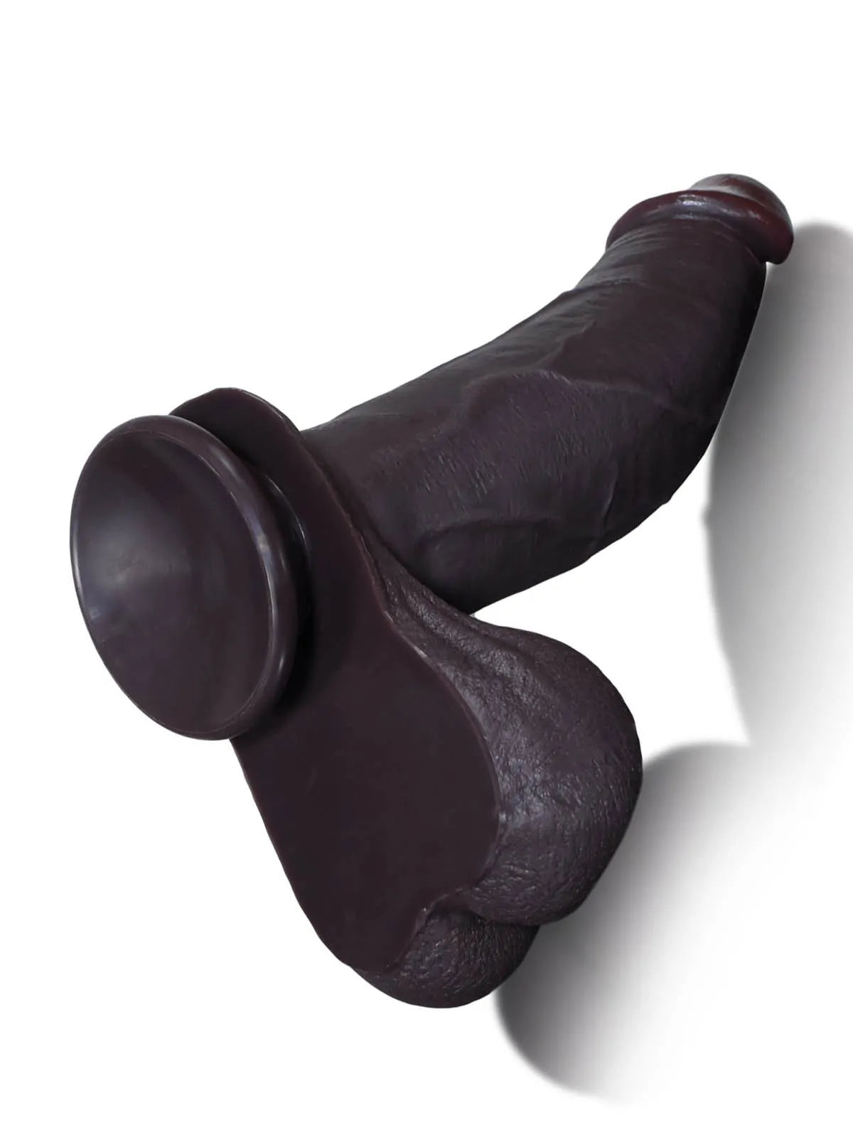Reed 10.4" x 2.4" Thick Black Sliding Skin Dildo with Balls and Swollen Head