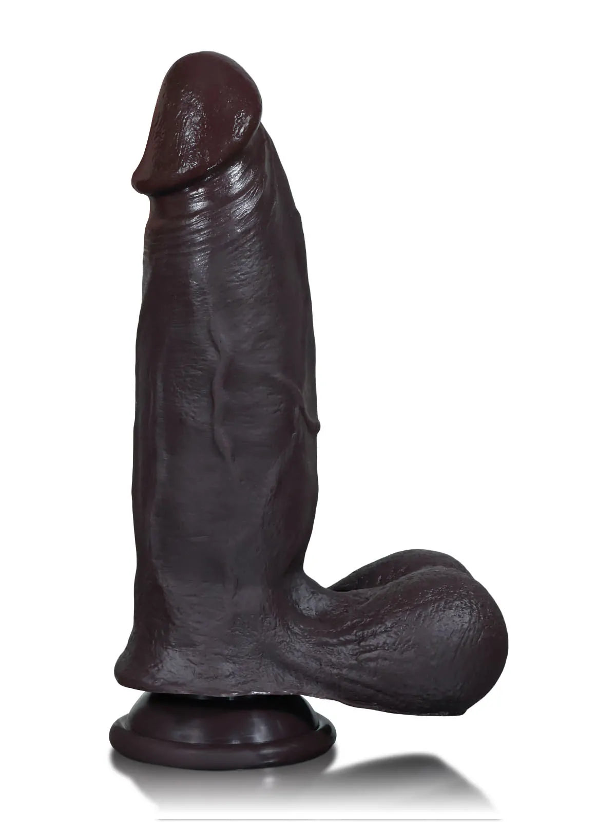 Wade 8.8" x 2.2" Black Sliding Skin Dildo with Rounded Head and Veiny Shaft