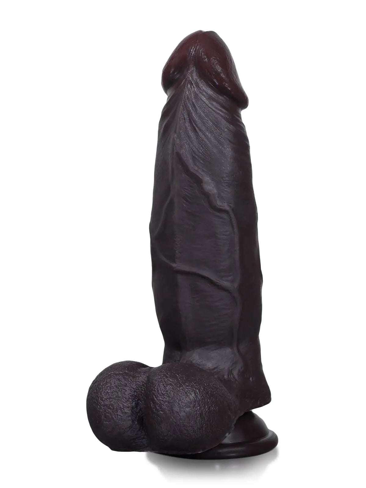 Wade 8.8" x 2.2" Black Sliding Skin Dildo with Rounded Head and Veiny Shaft