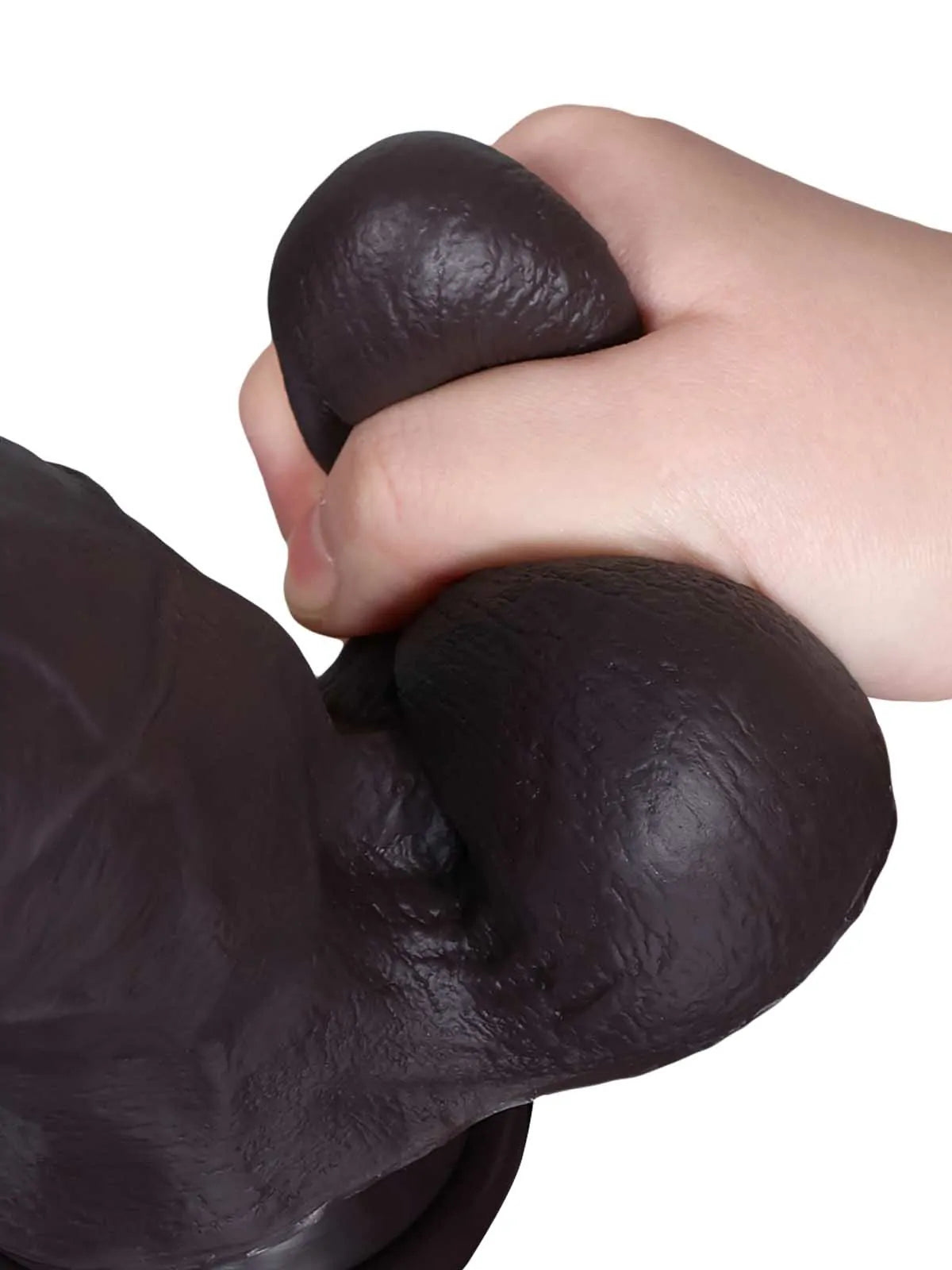 Wade 8.8" x 2.2" Black Sliding Skin Dildo with Rounded Head and Veiny Shaft