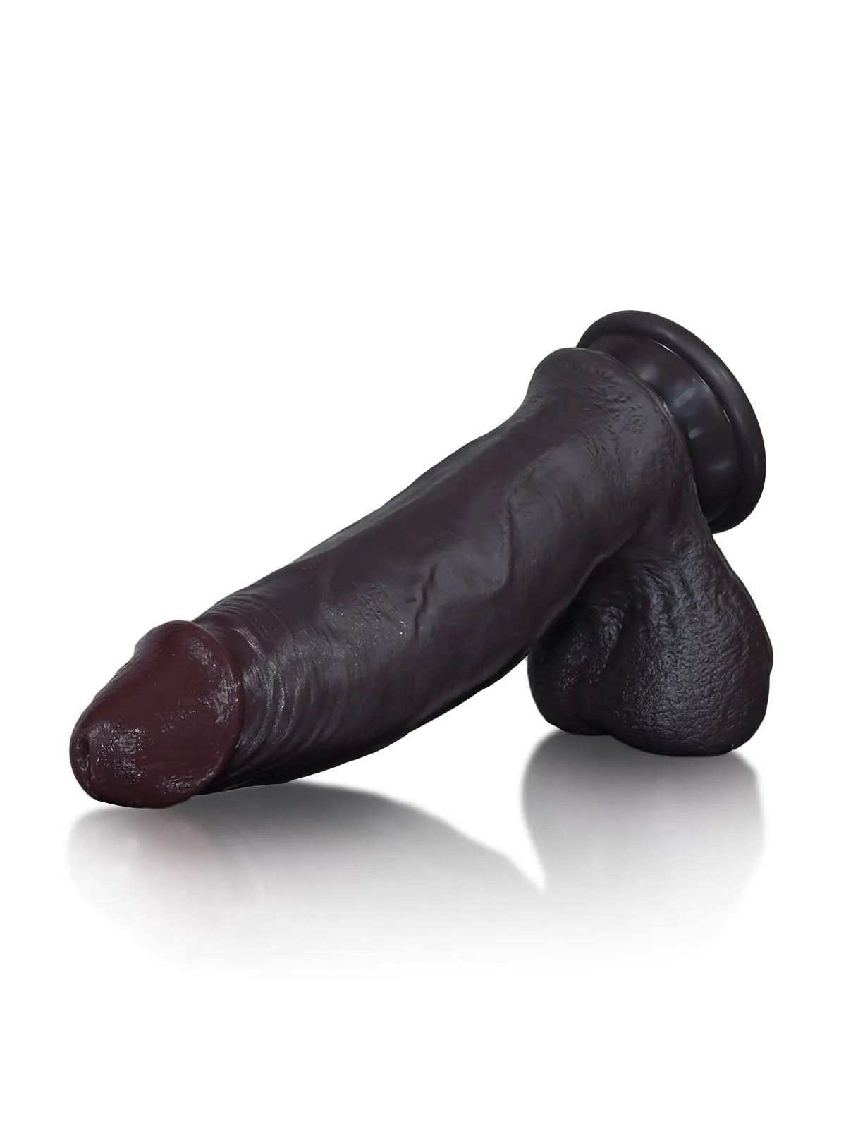 Wade 8.8" x 2.2" Black Sliding Skin Dildo with Rounded Head and Veiny Shaft