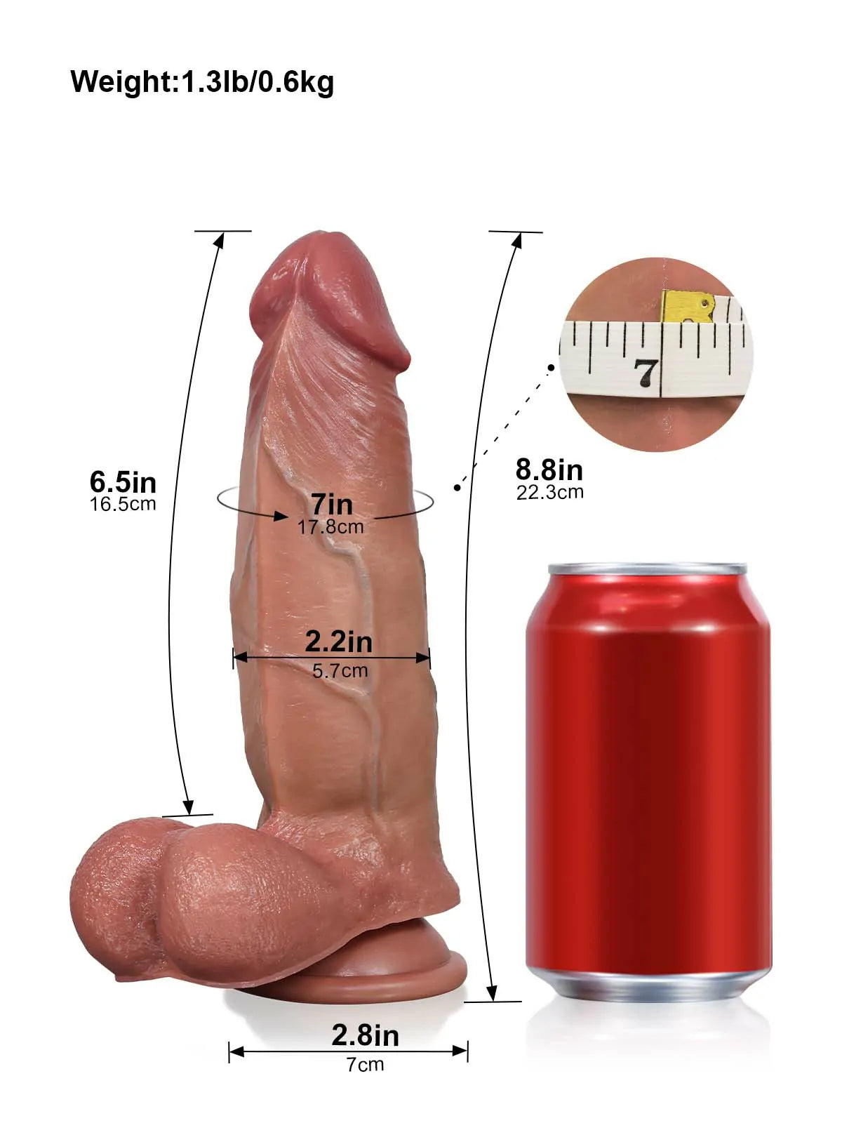 Wade 8.8" x 2.2" Sliding Skin Dildo with Rounded Head and Veiny Shaft