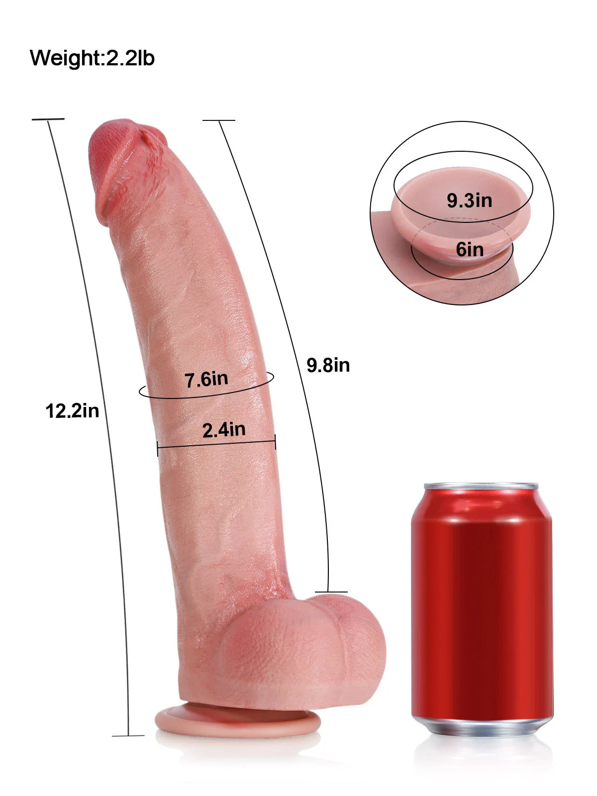 Farid 12.2" x 2.4" Extra Large Curved Realistic Dildo, Veined with Suction Cup
