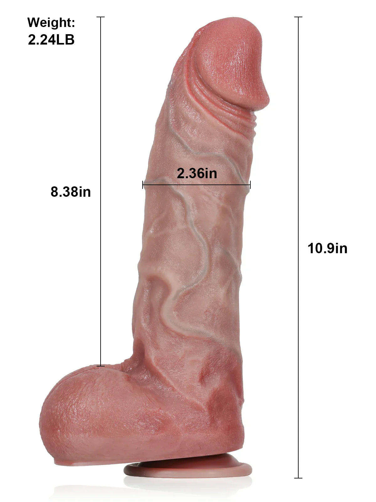 George 10.9" x 2.36" Heavily Veined Thrusting Dildo, Easy Head and Full Body