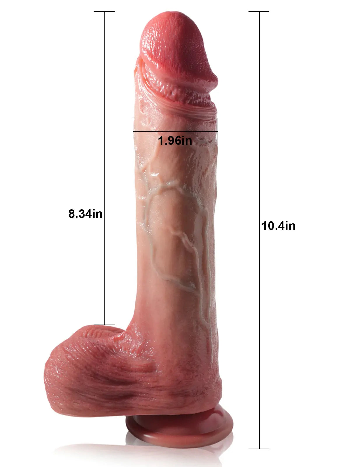 Grey 10.4" x 1.96" Lifelike Thrusting Dildo, Long with Moving Balls