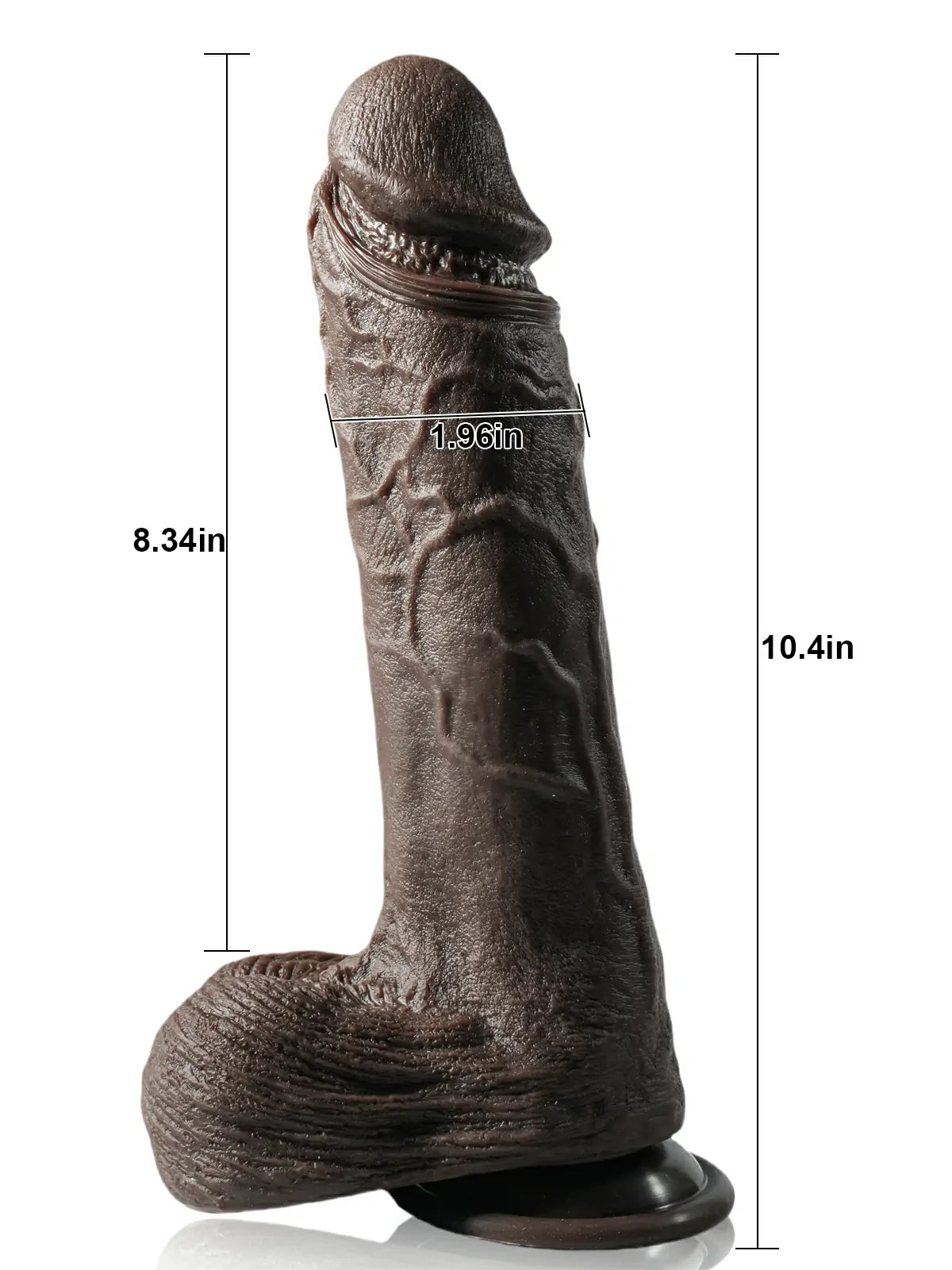 Grey 10" x 1.9" Thick Thrusting Dildo with Realistic Texture