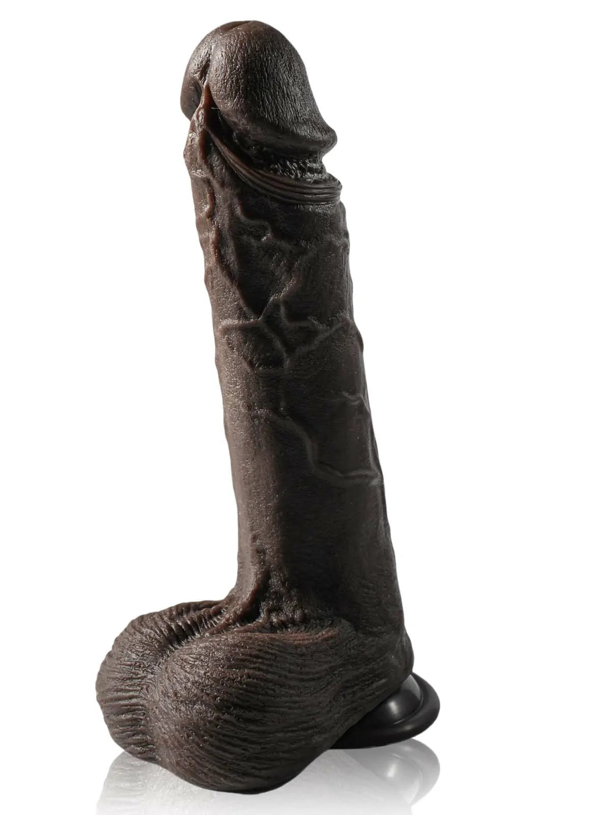 Grey 10" x 1.9" Thick Thrusting Dildo with Realistic Texture