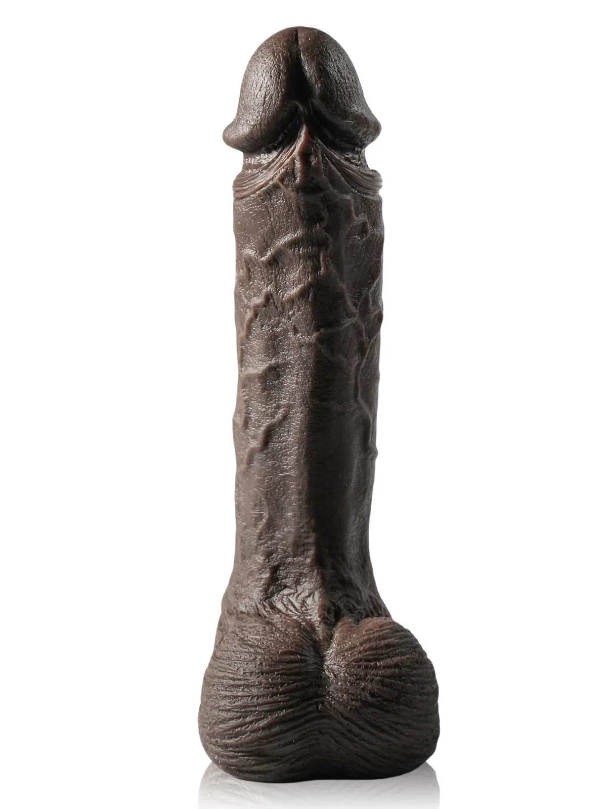 Grey 10" x 1.9" Thick Thrusting Dildo with Realistic Texture