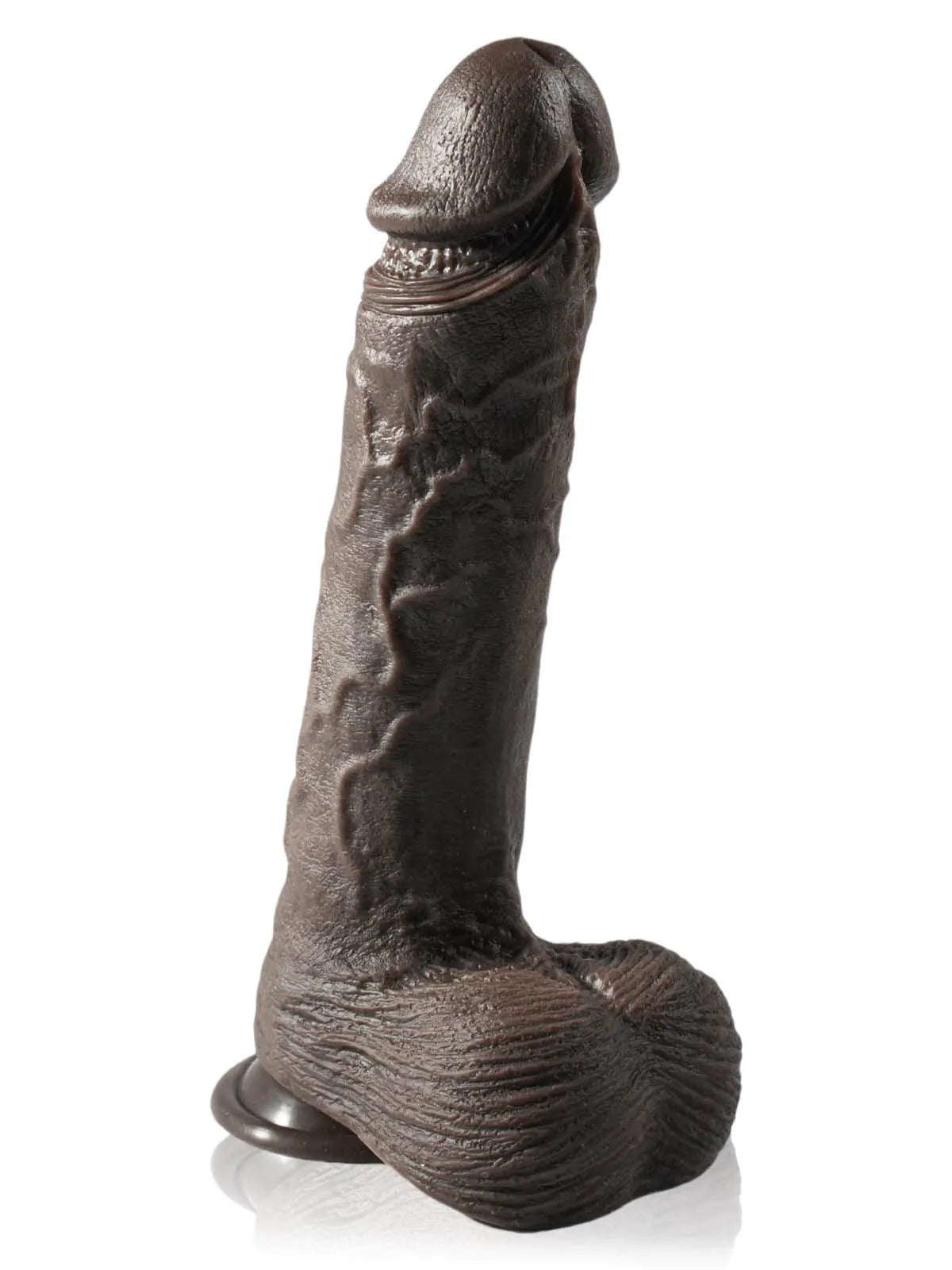 Grey 10" x 1.9" Thick Thrusting Dildo with Realistic Texture