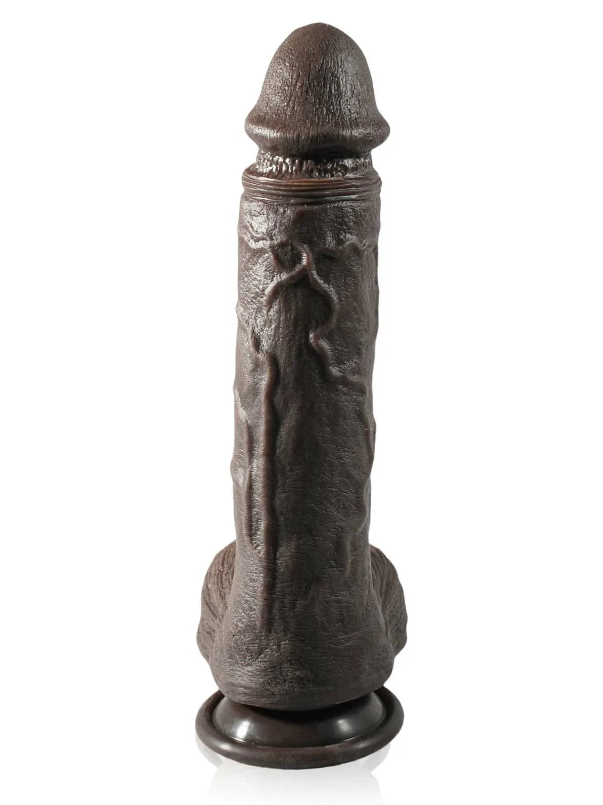Grey 10" x 1.9" Thick Thrusting Dildo with Realistic Texture