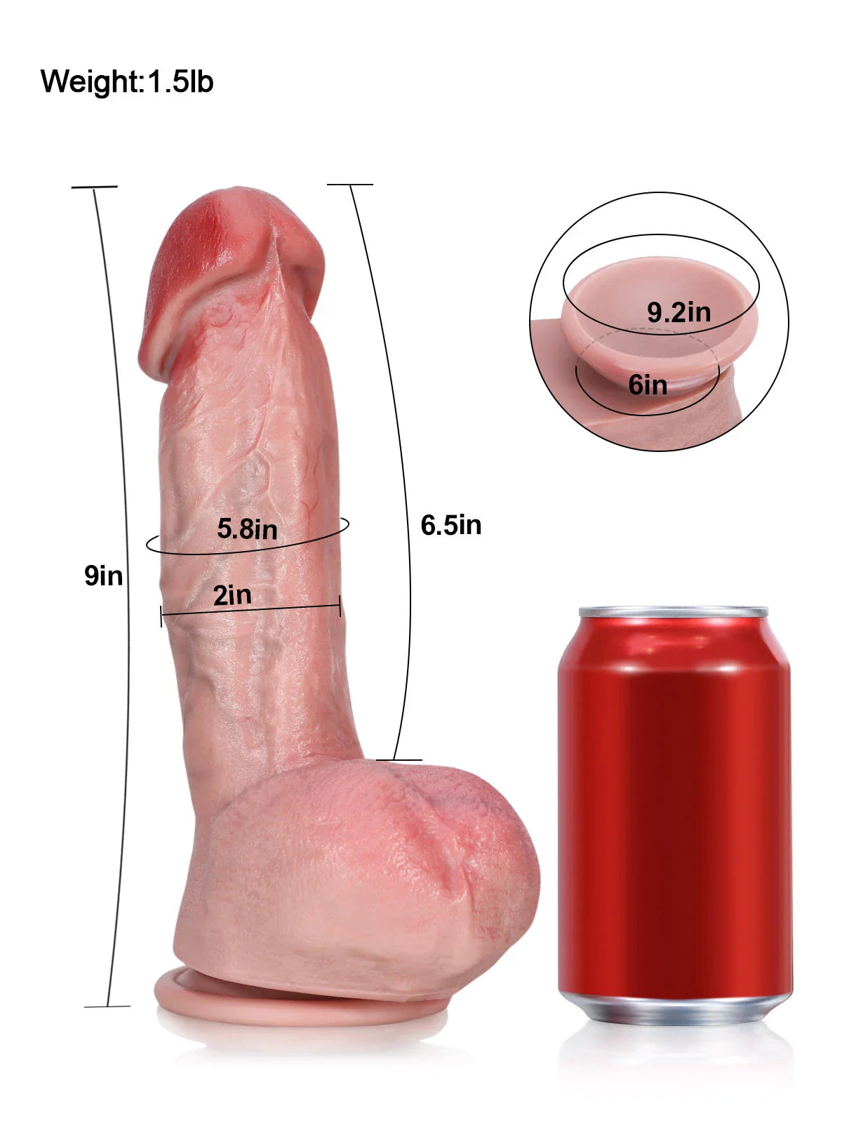 Jack 9" x 2" Realistic Dildo with Swollen Glans & Veins Sliding Balls