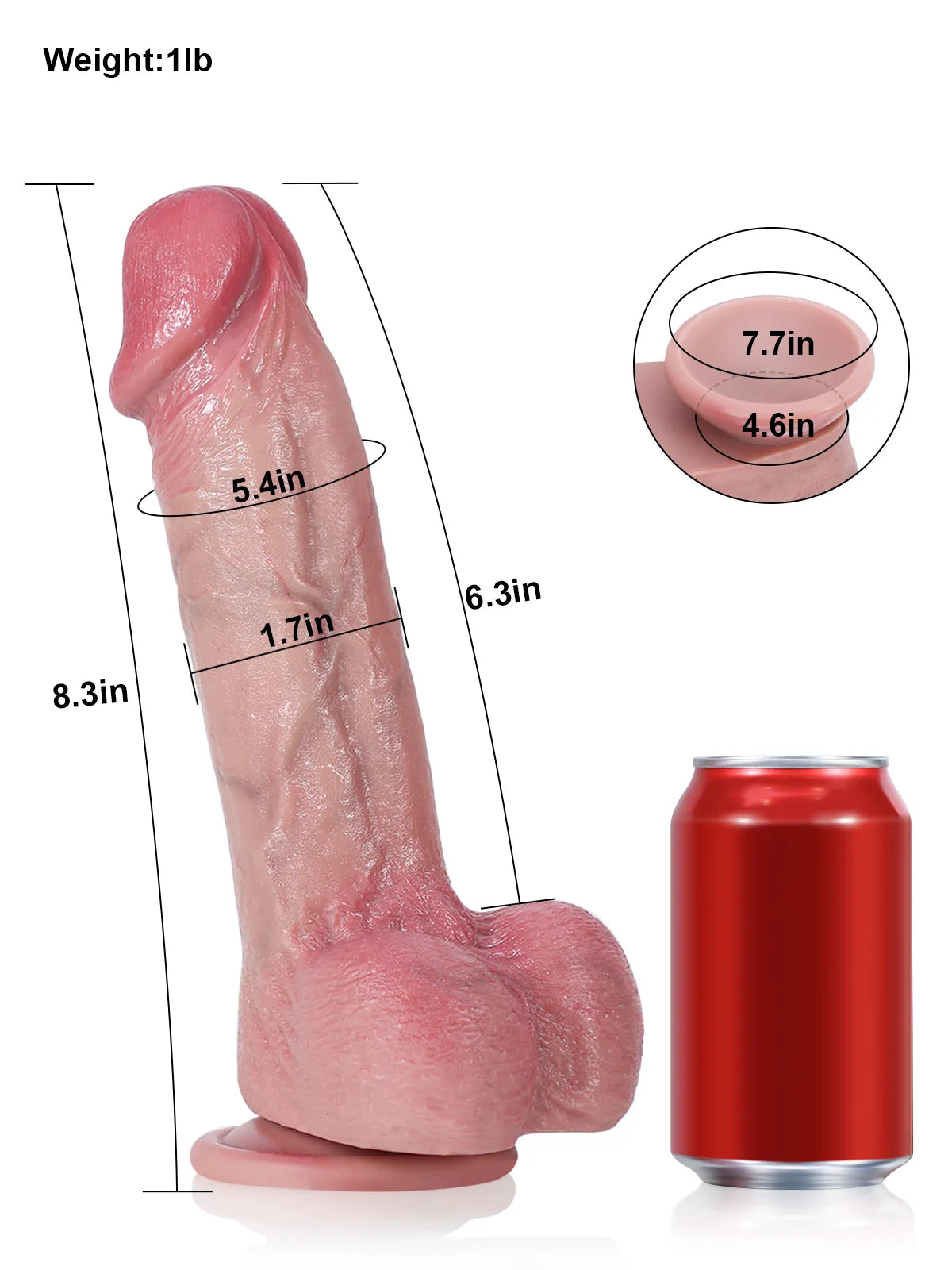 Jake 8.3" x 1.7" Realistic G Spot Dildo with Ribbed Bendable Sculpted Spine