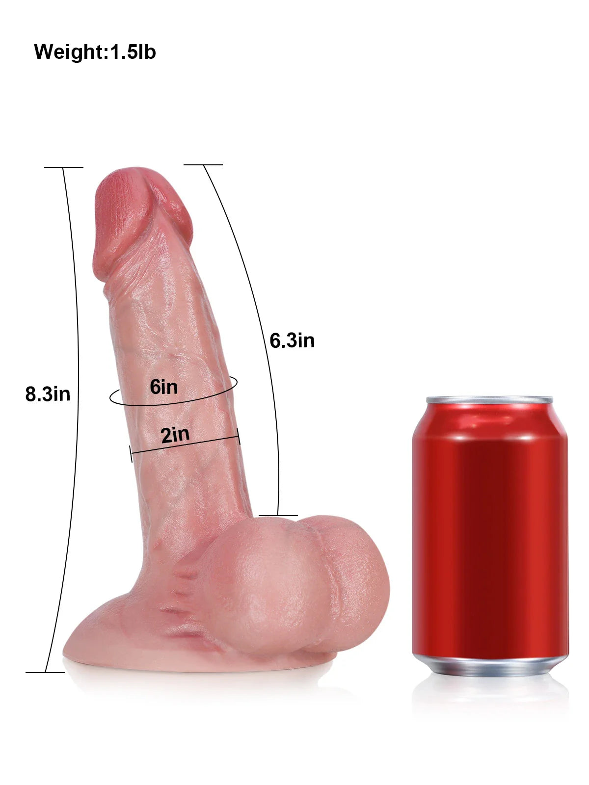 John 8.3" x 2" Thick Ultra-Realistic Silicone Dildo with Balls