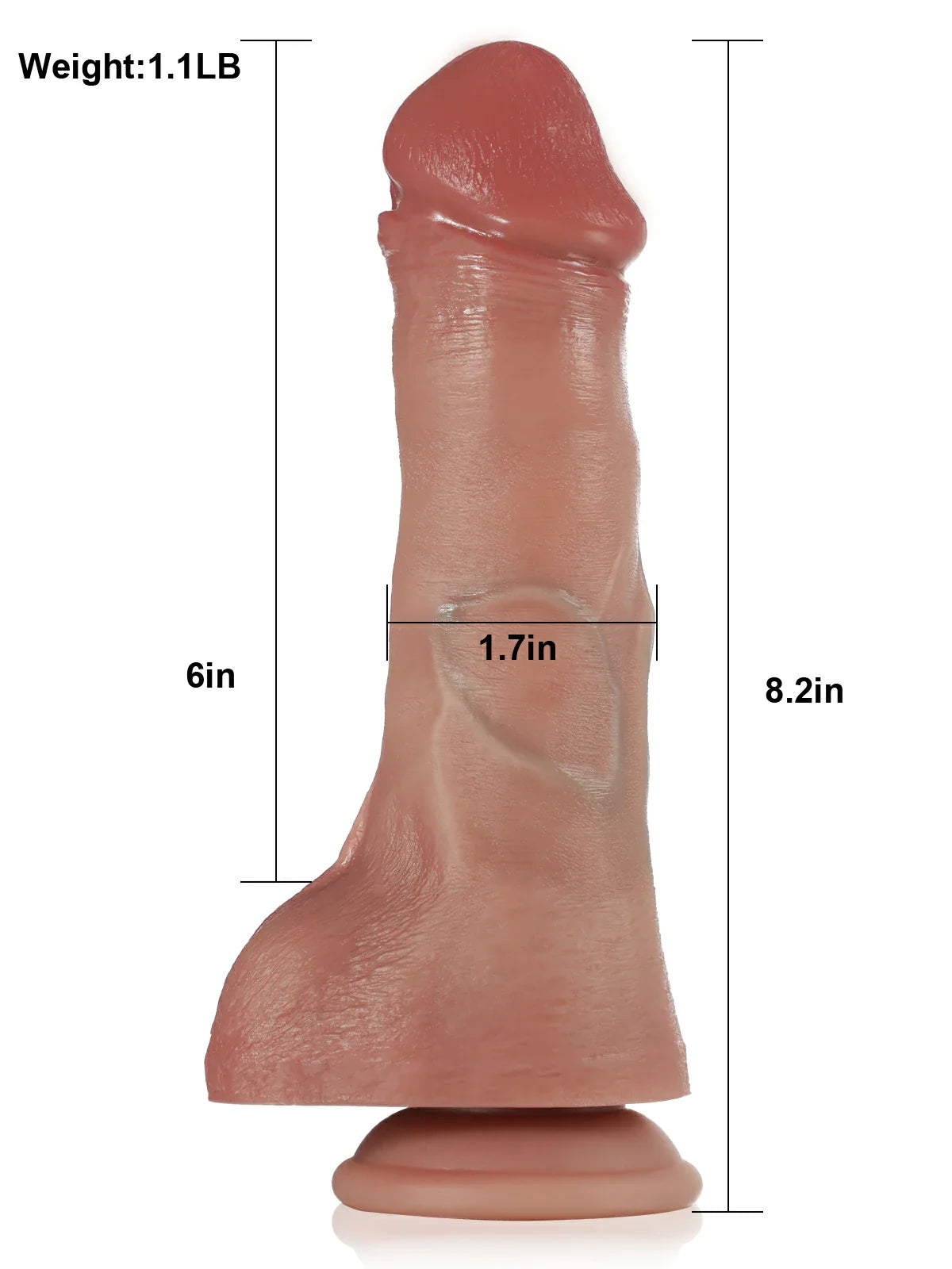 Joseph 8.2" x 1.7" Thrusting Dildo with a Thick Mid-Shaft Node, Heated