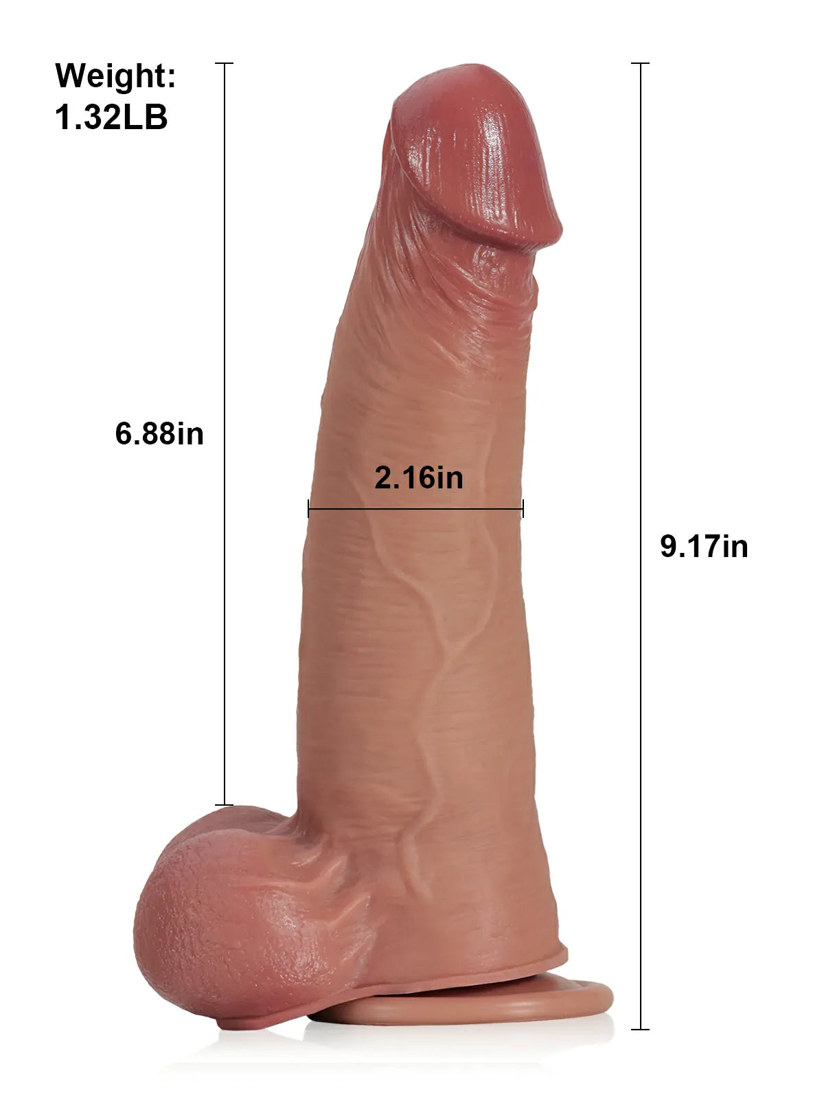 Joshua 9.2" x 2.2" Realistic Dildo with Sliding Skin and Pressure-Sensitive Balls