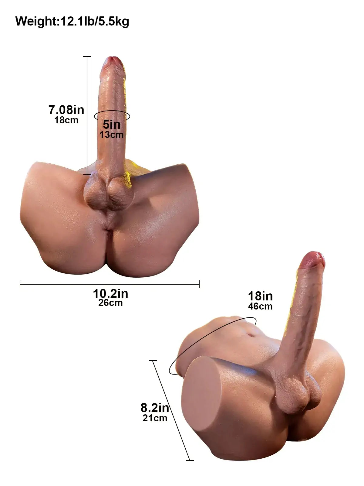 Kane – 5.5 kg Flexible Torso Dildo with Pronounced Ridge & Upward Curve