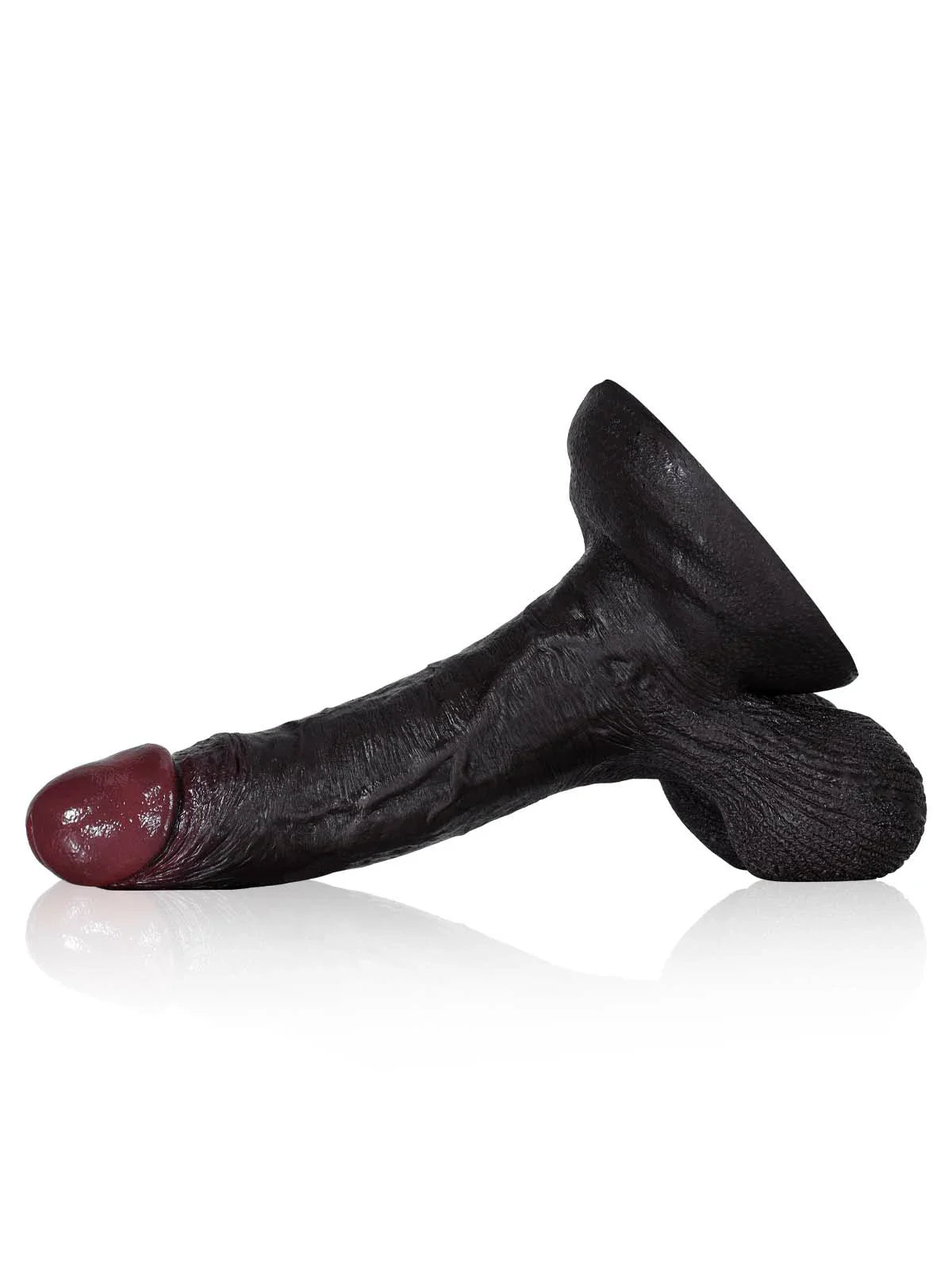 Kellz 7.6" x 1.7" Realistic Black Dildo, Squeezable Balls and Strong Suction