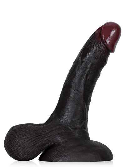 Kellz 7.6" x 1.7" Realistic Black Dildo, Squeezable Balls and Strong Suction