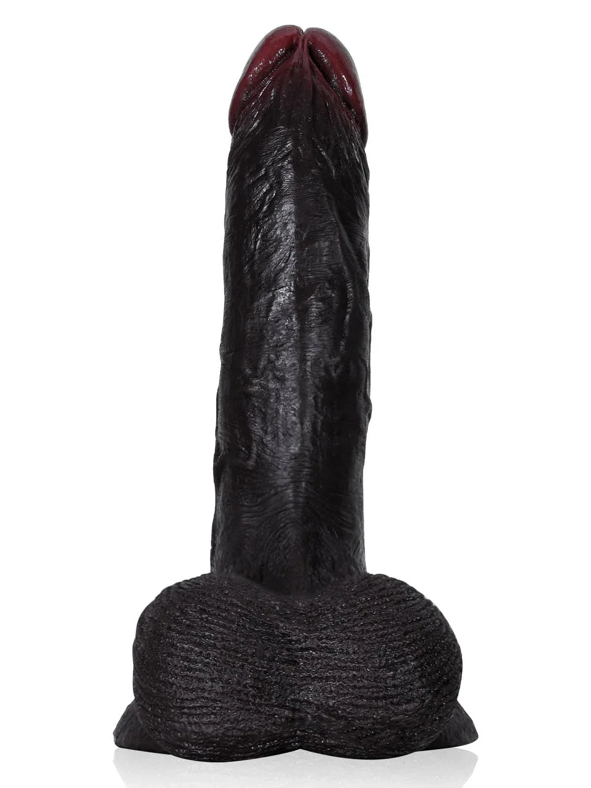 Kellz 7.6" x 1.7" Realistic Black Dildo, Squeezable Balls and Strong Suction