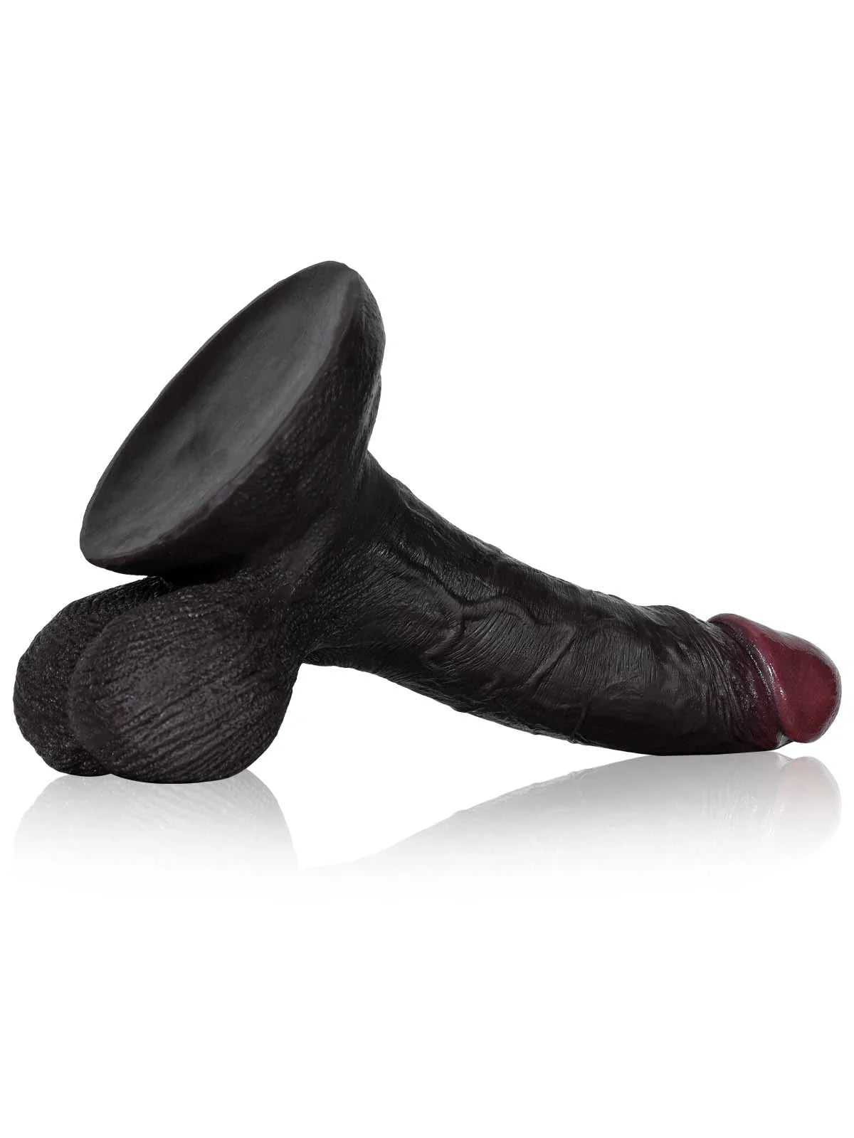 Kellz 7.6" x 1.7" Realistic Black Dildo, Squeezable Balls and Strong Suction