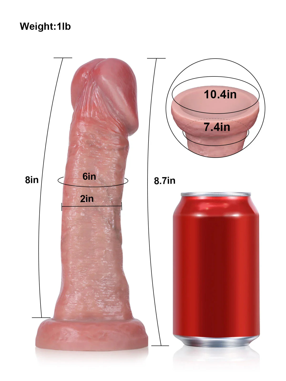 Lawyer 8.7" x 2" Wrinkled Veiny Realistic Dildo with Swollen Head