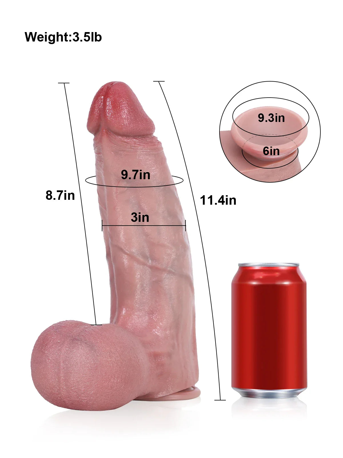 Lee 11.4" x 3" Huge Thick Veiny Realistic Dildo, Triple Veins