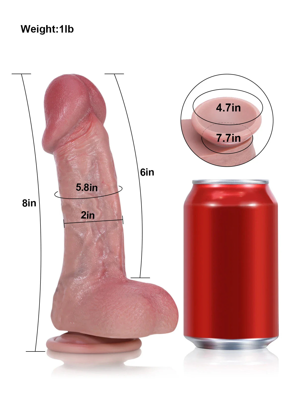 Lewis 8" x 2" Curved Beginner Realistic Dildo with Sculpted Glans
