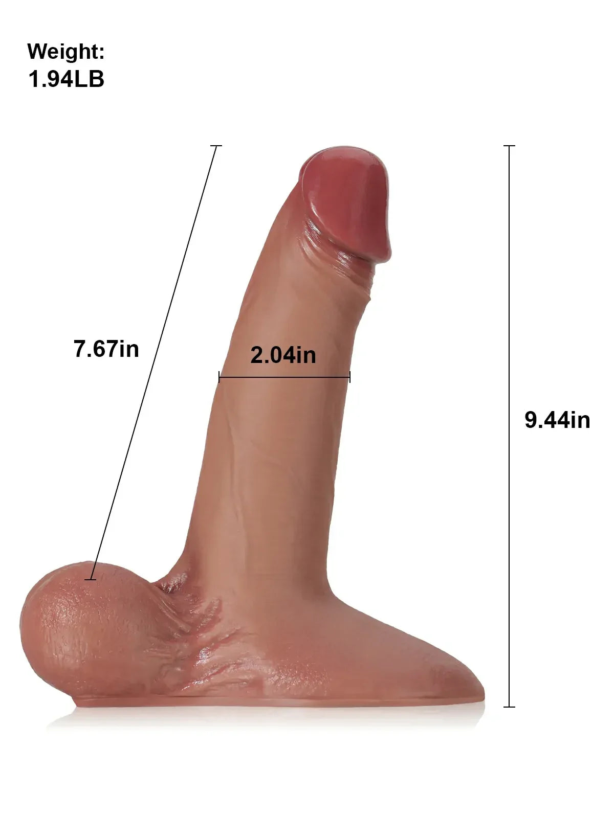 Patriot 9.4" x 2.1" Sliding Skin Realistic Dildo with Vac-U-Lock Base and Pink Glans
