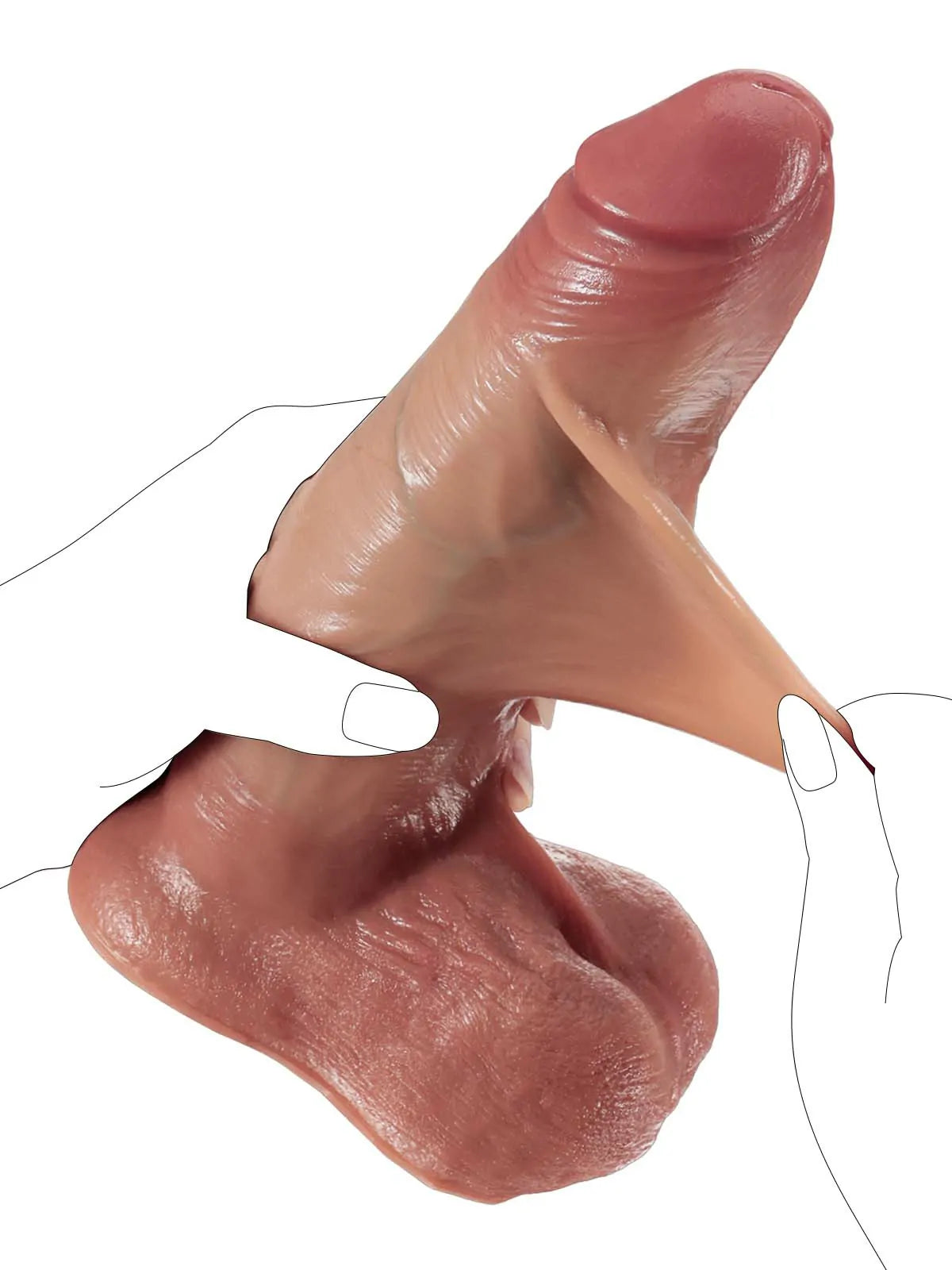 Phantom II 9" x 2" Handmade Sliding Skin Realistic Dildo, Movable Balls