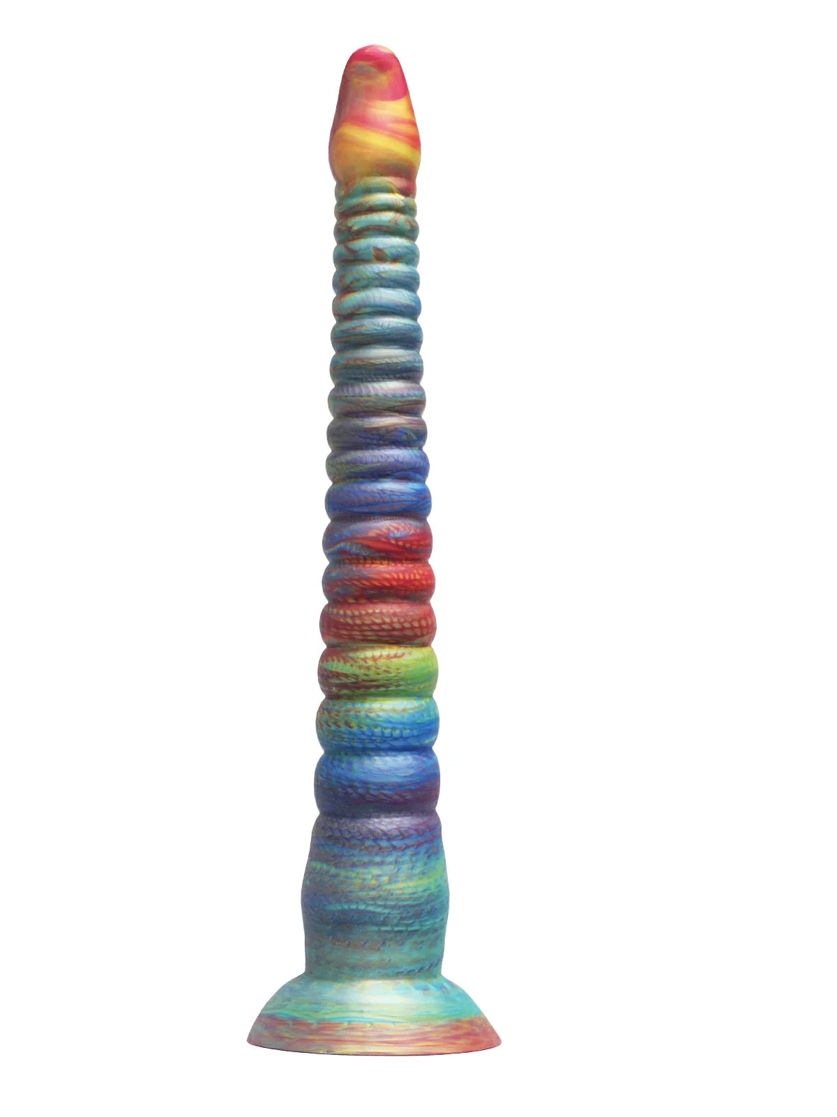 Philip Hand-Painted Rainbow Tentacle Dildo, Graduated Ribs, 3 Sizes