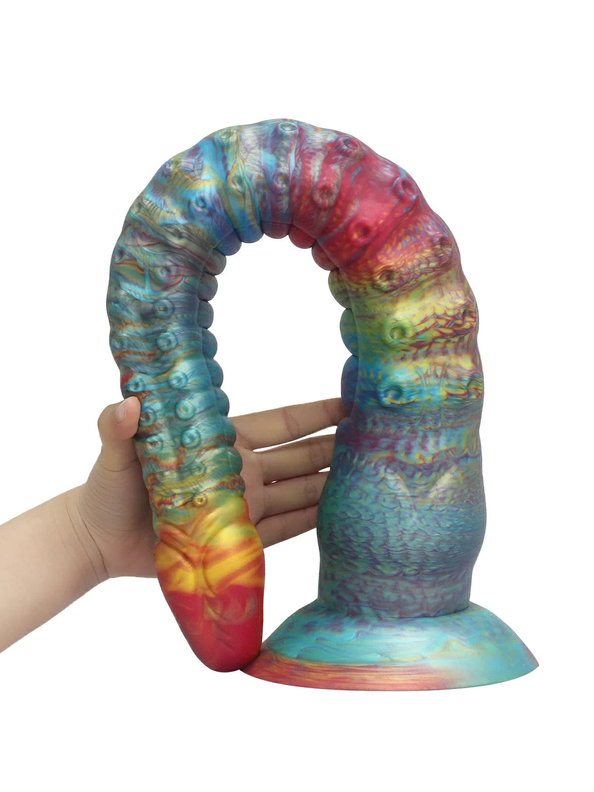 Philip Hand-Painted Rainbow Tentacle Dildo, Graduated Ribs, 3 Sizes