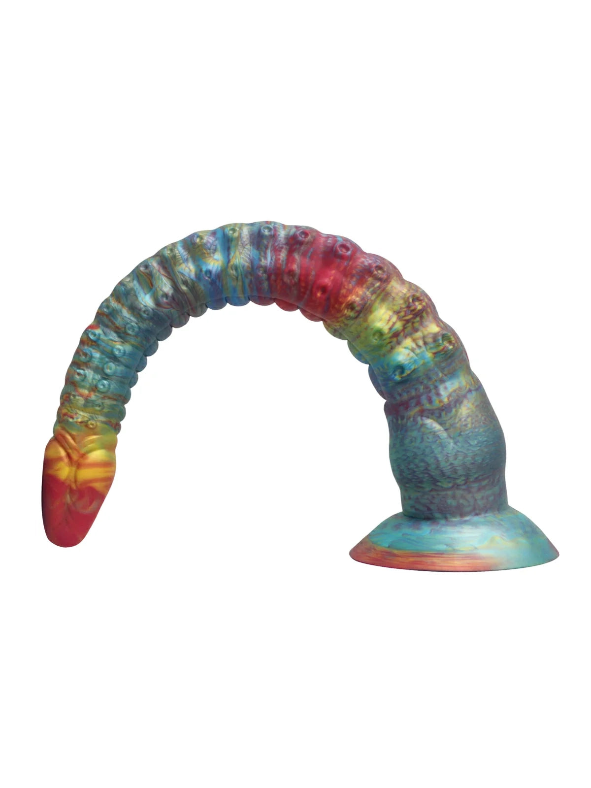 Philip Hand-Painted Rainbow Tentacle Dildo, Graduated Ribs, 3 Sizes