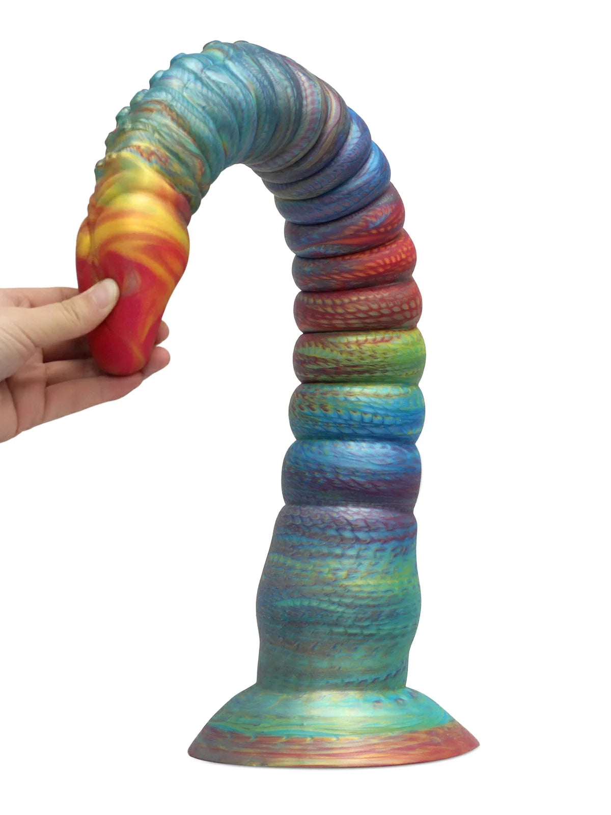 Philip Hand-Painted Rainbow Tentacle Dildo, Graduated Ribs, 3 Sizes