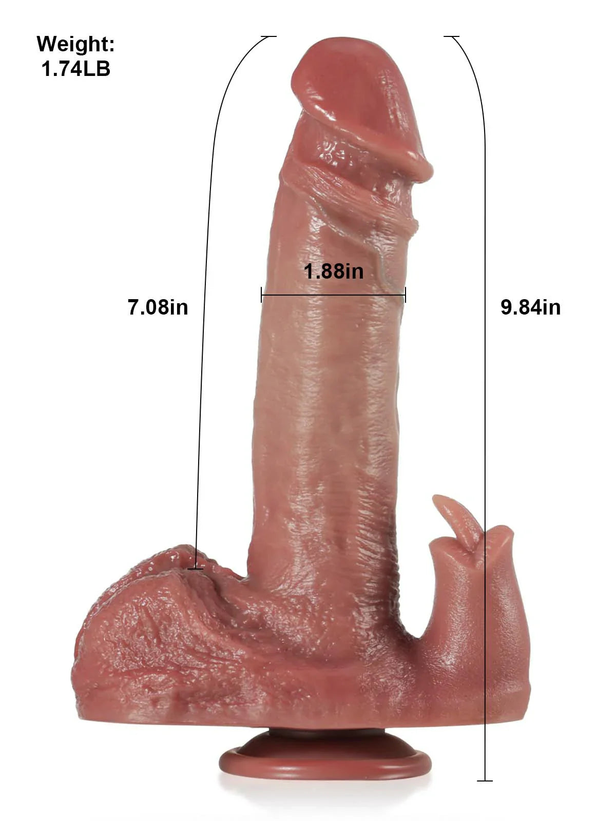 Ramon 9.8" x 1.8" Thrusting Dildo with a Licking Tongue, Dual-Action