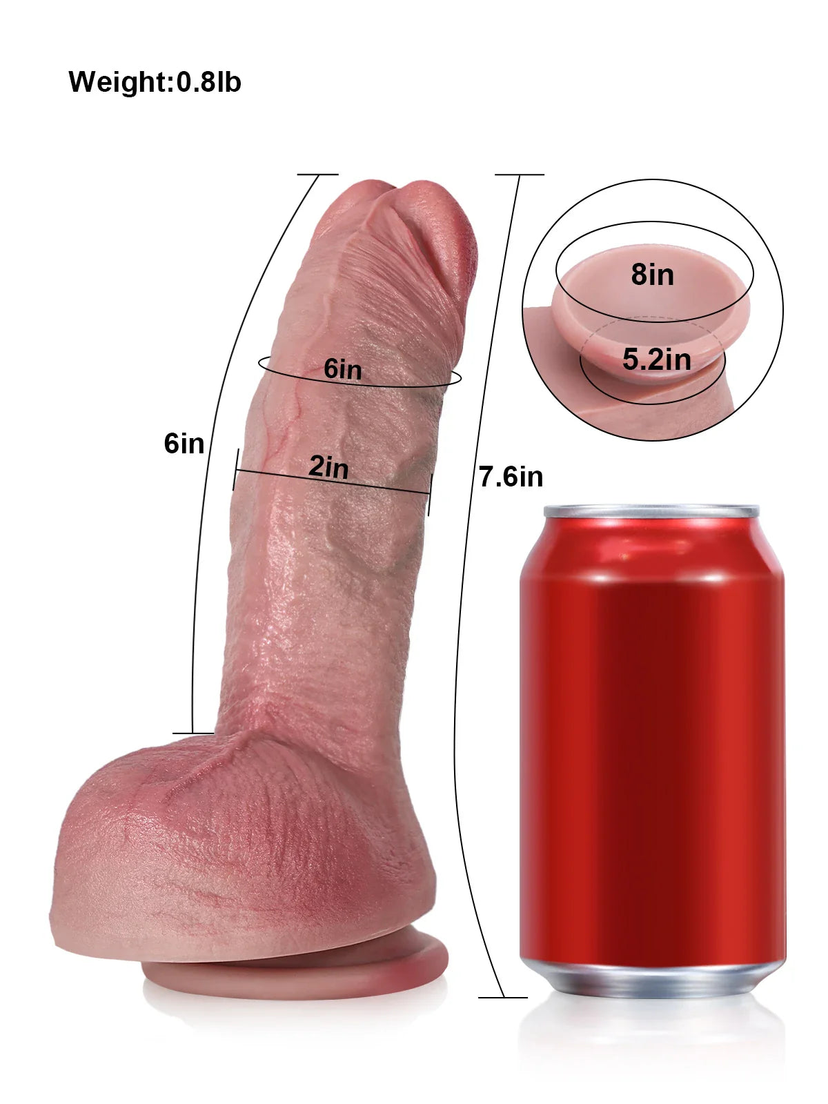 Reece 7.6" x 2" Curved Realistic Dildo with Lifted Glans and Texture
